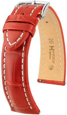 Curea din piele Hirsch Capitano L 04807029-2, roșu, piele de aligator, lungime L, eliberare rapidă