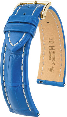 Curea din piele Hirsch Capitano L 04807085-1, albastru, piele de aligator, lungime L, eliberare rapidă