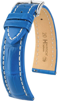 Curea din piele Hirsch Capitano L 04807085-2, albastru, piele de aligator, lungime L, eliberare rapidă