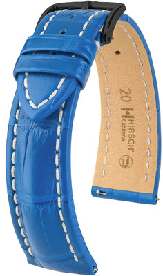 Curea din piele Hirsch Capitano L 04807085-5, albastru, piele de aligator, lungime L, eliberare rapidă
