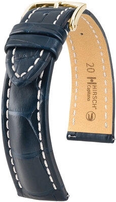 Curea din piele Hirsch Capitano L 04807089-1, albastru, piele de aligator, lungime L, eliberare rapidă