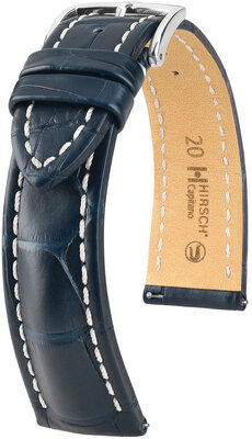 Curea din piele Hirsch Capitano L 04807089-2, albastru, piele de aligator, lungime L, eliberare rapidă
