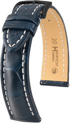 Curea din piele Hirsch Capitano L 04807089-5, albastru, piele de aligator, lungime L, eliberare rapidă