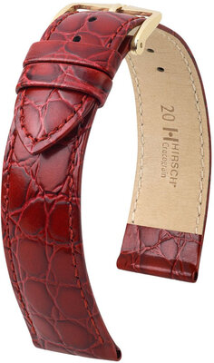 Curea din piele Hirsch Crocograin 12302860NQ-1, culoarea roșie, piele de vițel