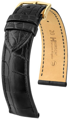 Curea din piele Hirsch Genuine Alligator 10200759NQ-1, culoarea neagră, piele de aligator