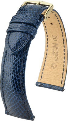 Curea din piele Hirsch London 04366180-7, culoarea albastră, piele de șopârlă, Quick Release