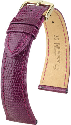 Curea din piele Hirsch London 04366187-7, culoarea violet, piele de șopârlă, Quick Release