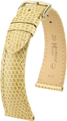 Curea din piele Hirsch London 04366190-7, culoarea bej, piele de șopârlă, Quick Release