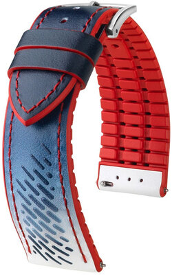 Curea din piele Hirsch Soccer L 0922002080-2, albastru, piele de vițel, lungime L, eliberare rapidă