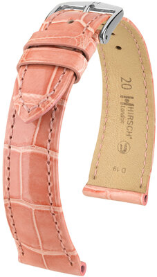 Curea din piele Hirsch London 04307123-2, culoarea roz, piele de aligator, Quick Release