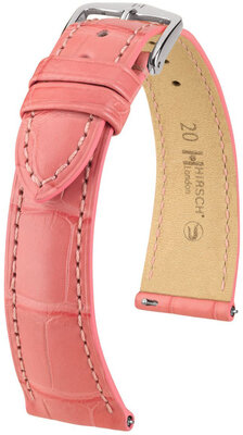 Curea din piele Hirsch London 04307125-2, culoarea roz, piele de aligator, Quick Release
