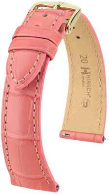 Curea din piele Hirsch London 04307125-7, culoarea roz, piele de aligator, Quick Release
