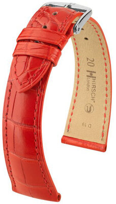 Curea din piele Hirsch London 04307129-2, culoarea roșie, piele de aligator, Quick Release