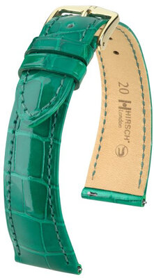 Curea din piele Hirsch London 04307140-7, culoarea verde, piele de aligator, Quick Release
