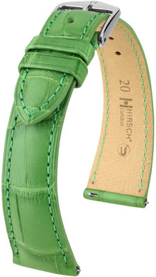Curea din piele Hirsch London 04307142-2, culoarea verde, piele de aligator, Quick Release