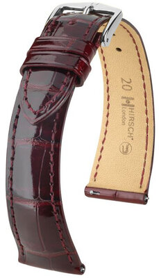 Curea din piele Hirsch London 04307160-2, culoarea roșie, piele de aligator, Quick Release