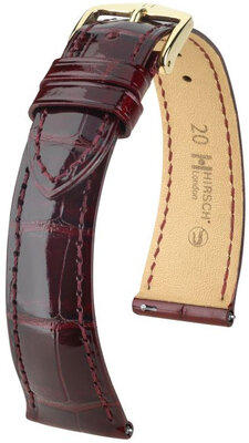 Curea din piele Hirsch London 04307160-7, culoarea roșie, piele de aligator, Quick Release