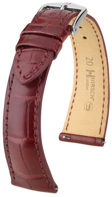 Curea din piele Hirsch London 04307169-2, culoarea roșie, piele de aligator, Quick Release