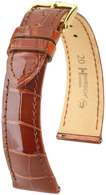 Curea din piele Hirsch London 04307170-7, culoarea maro, piele de aligator, Quick Release