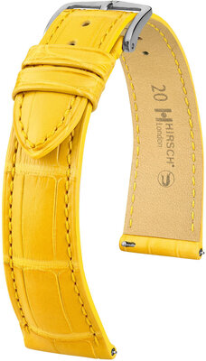Curea din piele Hirsch London 04307172-2, culoarea galbenă, piele de aligator, Quick Release