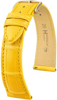 Curea din piele Hirsch London 04307172-7, culoarea galbenă, piele de aligator, Quick Release