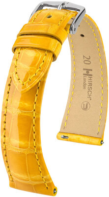 Curea din piele Hirsch London 04307173-2, culoarea galbenă, piele de aligator, Quick Release