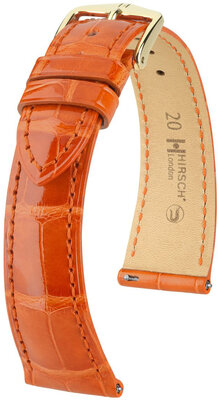 Curea din piele Hirsch London 04307177-7, culoarea portocaliu, piele de aligator, Quick Release