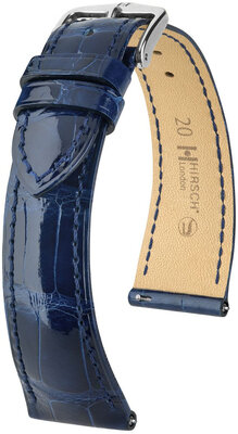 Curea din piele Hirsch London 04307180-2, culoarea albastră, piele de aligator, Quick Release