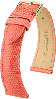 Curea din piele Hirsch London 04366122-7, culoarea roz, piele de șopârlă, Quick Release