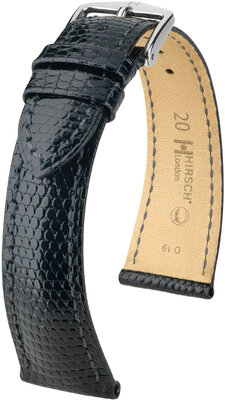 Curea din piele Hirsch London 04366150-2, culoarea neagră, piele de șopârlă, Quick Release