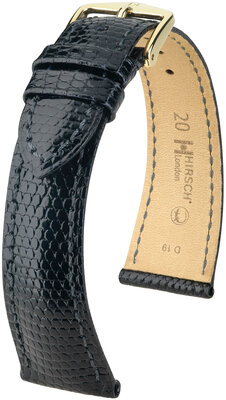 Curea din piele Hirsch London 04366150-7, culoarea neagră, piele de șopârlă, Quick Release
