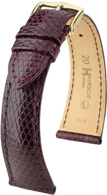 Curea din piele Hirsch London 04366160-7, culoarea roșie, piele de șopârlă, Quick Release