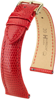 Curea din piele Hirsch London L 04366020-7, roșu, piele de șopârlă, lungime L, eliberare rapidă