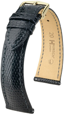 Curea din piele Hirsch London L 04366050-7, negru, piele de șopârlă, lungime L, eliberare rapidă