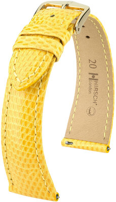 Curea din piele Hirsch London L 04366072-7, galben, piele de șopârlă, lungime L, eliberare rapidă