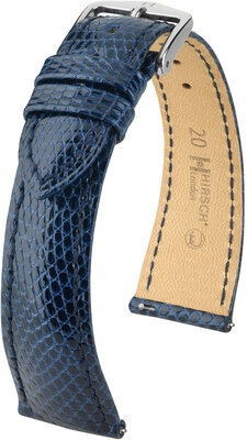 Curea din piele Hirsch London L 04366080-2, albastru, piele de șopârlă, lungime L, eliberare rapidă