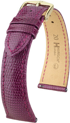 Curea din piele Hirsch London L 04366087-7, violet, piele de șopârlă, lungime L, eliberare rapidă