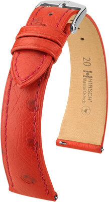 Curea din piele Hirsch Massai Ostrich L 04362020-2, roșu, piele de struț, lungime L, eliberare rapidă