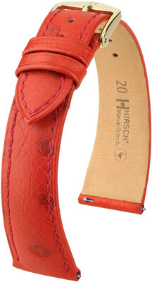 Curea din piele Hirsch Massai Ostrich L 04362020-7, roșu, piele de struț, lungime L, eliberare rapidă