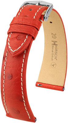 Curea din piele Hirsch Massai Ostrich L 04362021-2, roșu, piele de struț, lungime L, eliberare rapidă