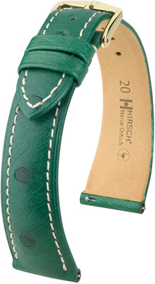Curea din piele Hirsch Massai Ostrich L 04362041-7, verde, piele de struț, lungime L, eliberare rapidă