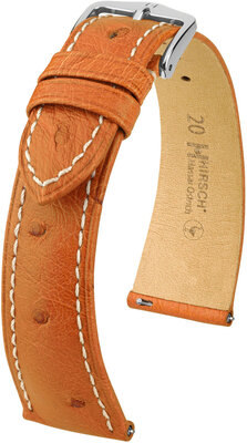 Curea din piele Hirsch Massai Ostrich L 04362071-2, maro, piele de struț, lungime L, eliberare rapidă