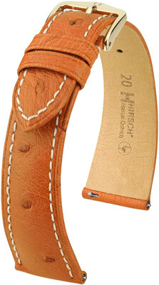 Curea din piele Hirsch Massai Ostrich L 04362071-7, maro, piele de struț, lungime L, eliberare rapidă