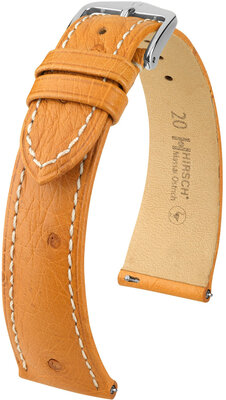 Curea din piele Hirsch Massai Ostrich L 04362074-2, maro, piele de struț, lungime L, eliberare rapidă