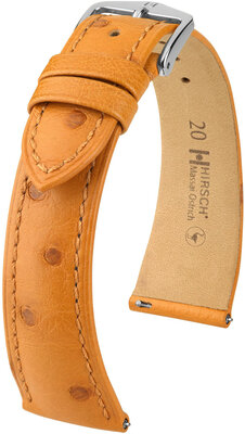 Curea din piele Hirsch Massai Ostrich L 04362075-2, maro, piele de struț, lungime L, eliberare rapidă