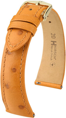 Curea din piele Hirsch Massai Ostrich L 04362075-7, maro, piele de struț, lungime L, eliberare rapidă