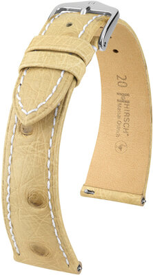 Curea din piele Hirsch Massai Ostrich L 04362091-2, bej, piele de struț, lungime L, eliberare rapidă
