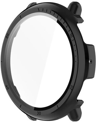 Capac de protecție (pro Amazfit Active 2, round), plastic, culoarea neagră + sticlă