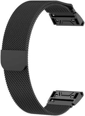 Brățară din oțel Ricardo 20mm (pro Garmin Fenix 8/7S/6S (43mm), aj.), culoarea neagră V2, QuickFit