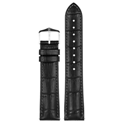 Curea din piele Hirsch Duke S 01028350-2, negru, piele de vițel, lungime S, Quick Release